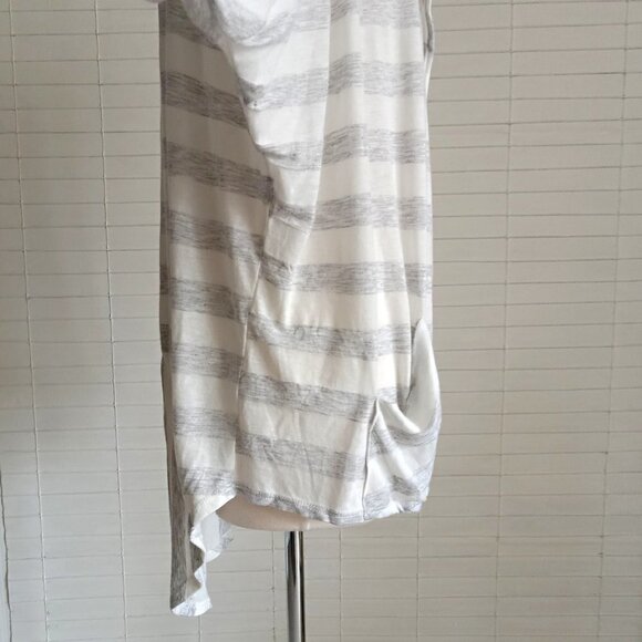 W118 by WALTER BAKER Longline Grey & White Striped Waterfall Open Cardigan L - Picture 7 of 12